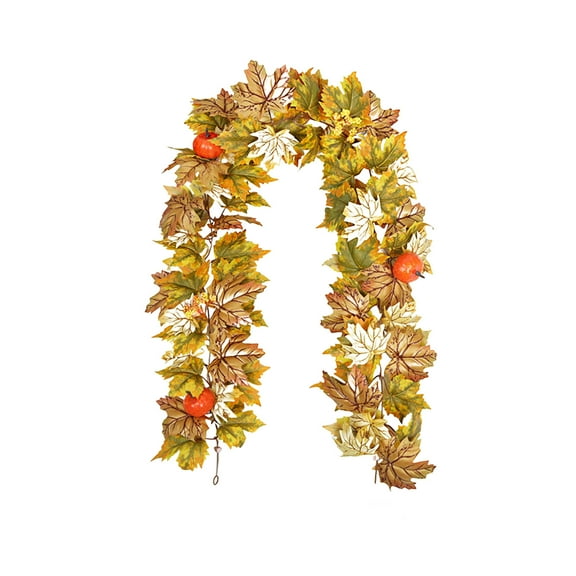 TanSiDing 3pcs Fall Maple Leaf Rattan Garland for Home Decor - Realistic Artificial Foliage for Autumn Thanksgiving Harvest Party Wall Mantle Fireplace Decoration