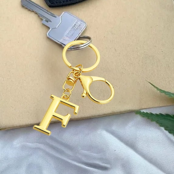 TanSiDing 3pcs Gold Letter Keychain Personalized Initial Pendant for Keys Bag Charm Gift for Women Men F