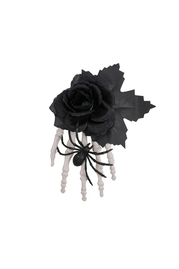3pcs Halloween Hair Clip Black Rose Skull Bone Claw Gothic Horror Party Accessory for Women 8*5*16CM