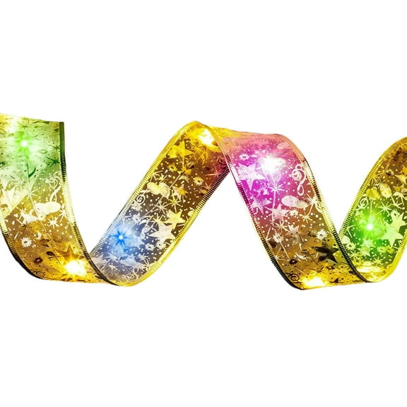 TanSiDing 3pcs LED Christmas Ribbon Lights with Glowing Patterns - Battery Operated Decorative String for Holiday Tree Fireplace Staircase Gift Wrap Mood Lighting T21#-500cm