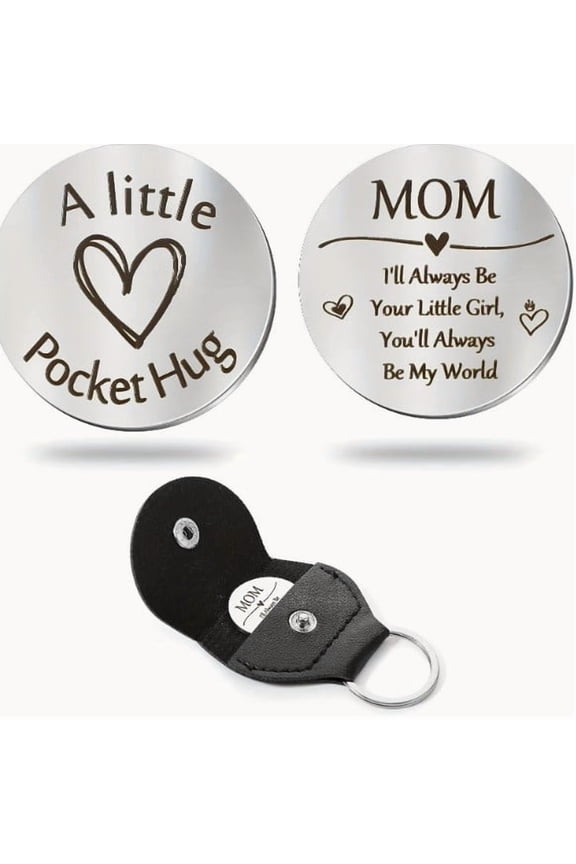 3pcs Personalized Family Keychain Metal Love Token, Engraved Heart Keepsake Gift for Mom Dad, Anniversary Wedding Birthday Present, Inspirational Message