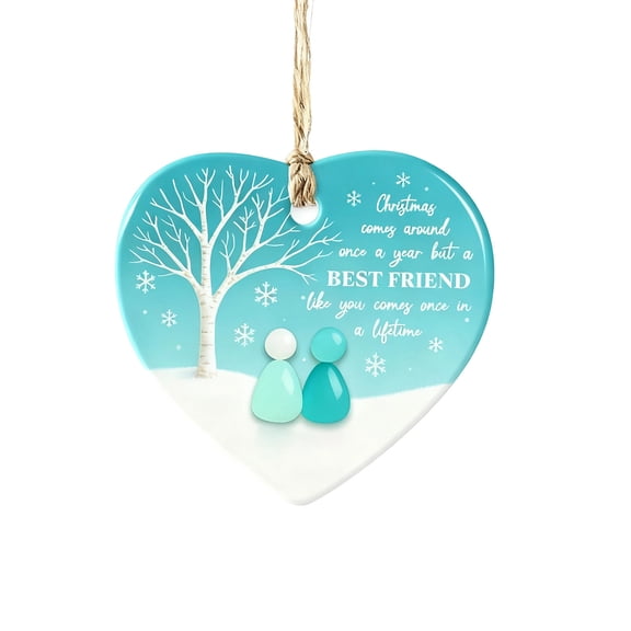 TanSiDing 3pcs Sea Glass Christmas Ornament for Friendship, Holiday Tree Decoration, Ceramic Keepsake for Beach Lovers, Festive Home Decor