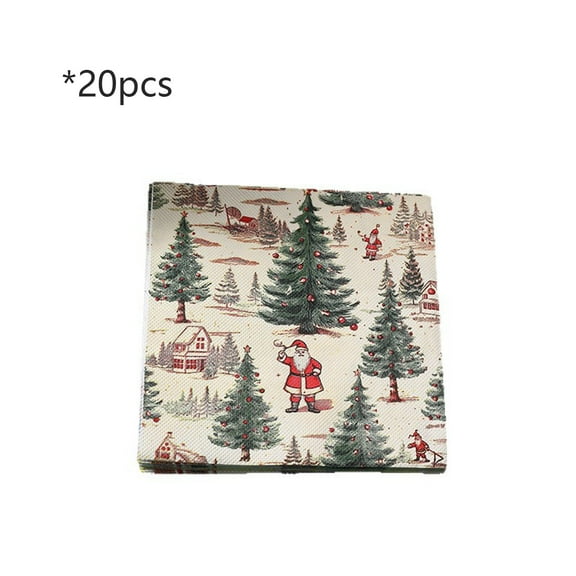 TanSiDing 40pcs Festive Christmas Tree Paper Napkins, Eco-Friendly Biodegradable Dinner Napkins for Holiday Table Decor, Party Supplies, Family Gatherings, and Seasonal Celebrations