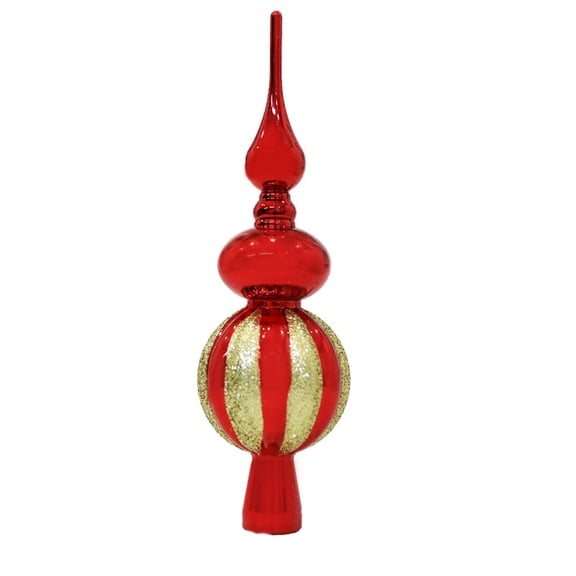 TanSiDing 4pcs Christmas Tree Topper Shiny Xmas Tree Finials Hand-Painted Treetop Plastic Season Decorations, Beautiful, Classic Christmas Ornaments