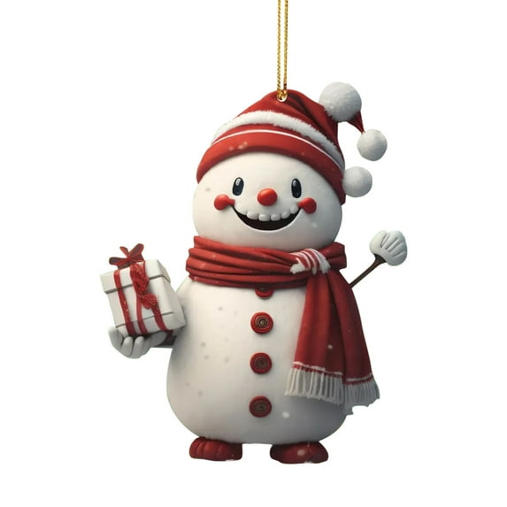 TanSiDing 4pcs Cute Snowman Acrylic Pendant, Santa Claus Xmas Tree Accessories, Cartoon Christmas Ornament for Christmas Tree Hanging Ornaments DIY Decor B