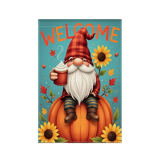 TanSiDing 4pcs Double Sided Garden Flag for Outdoor Decor, Thanksgiving Autumn Maple Leaf Pumpkin Design, Durable Linen Fabric for Courtyard Lawn Display 30*45cm