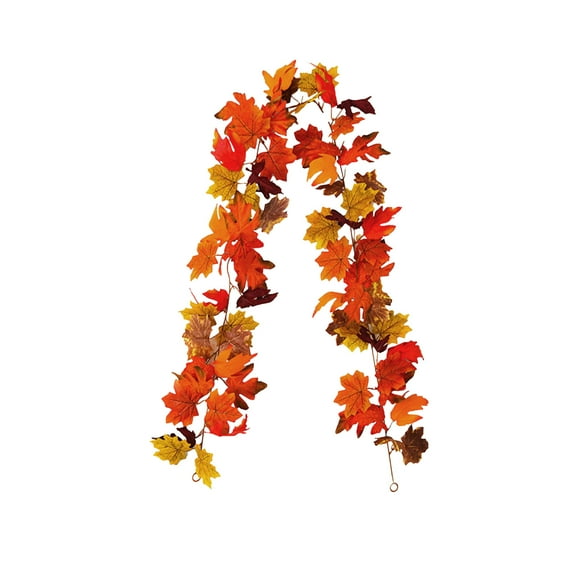 TanSiDing 4pcs Fall Maple Leaf Garland Artificial Foliage Rattan Vine for Autumn Harvest Home Decor Wall Mantle Fireplace Seasonal Party Decoration