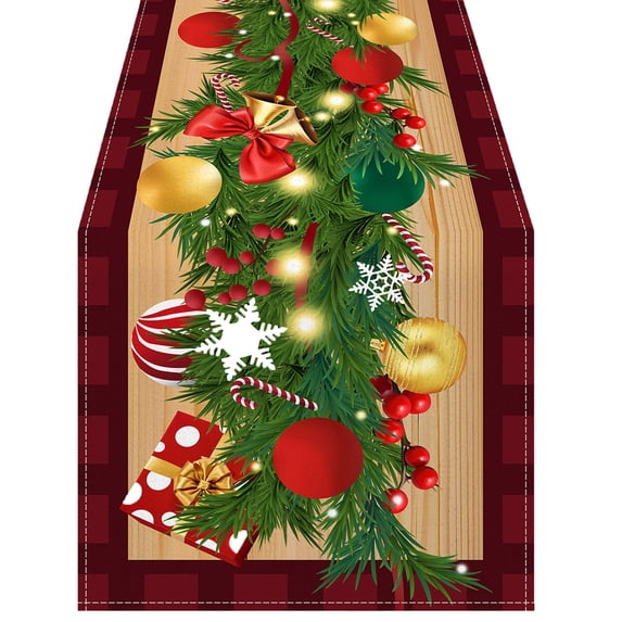 TanSiDing 4pcs Festive Christmas Tablecloth Waterproof Washable Holiday Dining Room Decor Indoor Outdoor Party Table Cover B