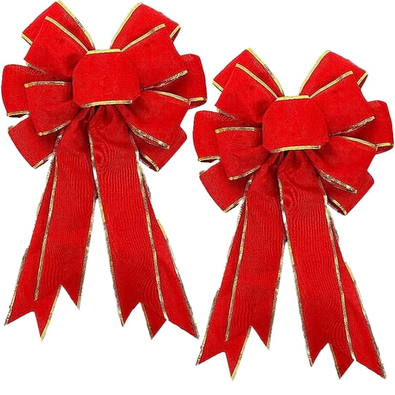 TanSiDing 4pcs Festive LED Light Up Bow for Christmas Tree Topper, Pre-Lit Wreath Decoration with Red Bows for Holiday Garland and Indoor Outdoor Decor