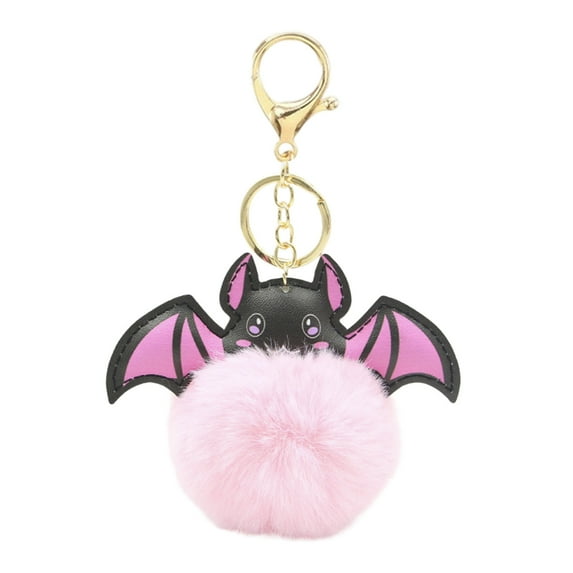 TanSiDing 4pcs Halloween Bat Keychain Plush Fuzzy Cute Accessory for Purse Backpack Car Keys Party Gift