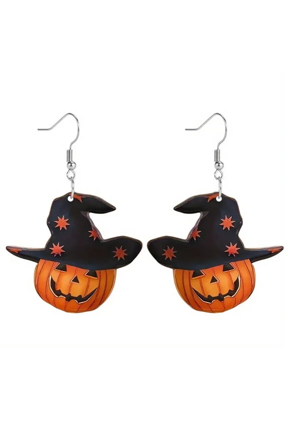 4pcs Halloween Pumpkin Acrylic Earrings - Lightweight Holiday Jewelry for Women, Festive Party Accessories, Cute Dangle Drop Earrings for Halloween Celebration