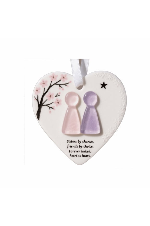 4pcs Sea Glass Friendship Heart Ornament Handmade Keepsake Pendant for Christmas Tree Hanging Decor Unique Beach Glass Gift for Best Friend Sister 8cm