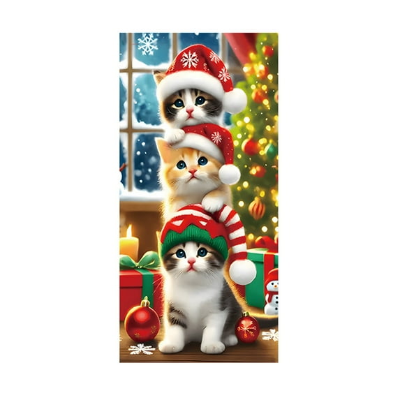 TanSiDing 5pcs Festive Christmas Door Cover Holiday Decoration with Hanging Cloth, Durable Polyester Material for Indoor and Outdoor Door Decor 90*200cm