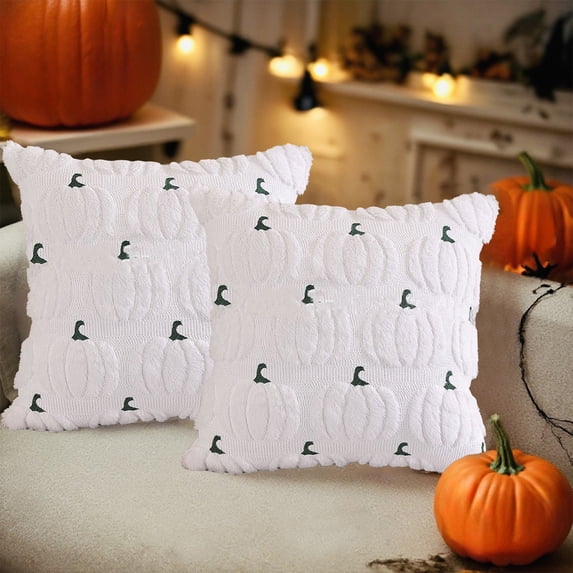 TanSiDing 5pcs Halloween Pumpkin Pillow Cover Decorative Throw Pillow Case Spooky Holiday Home Decor Soft Polyester Cushion Cover for Sofa Bed Living Room 45x45cm