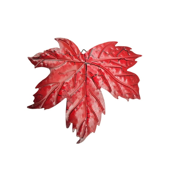 TanSiDing 5pcs Vintage Metal Wall Art Maple Leaf Hanging Ornament with Crackle Finish for Garden Patio Home Decor