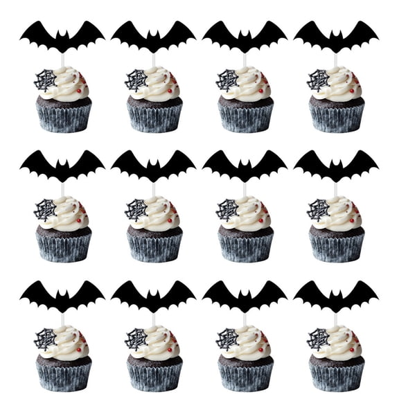TanSiDing 60pcs Halloween Cake Toppers, Spooky Party Decorations, Premium Paper Toppers for Cupcakes, Cakes, and Desserts, Festive Holiday Party Supplies
