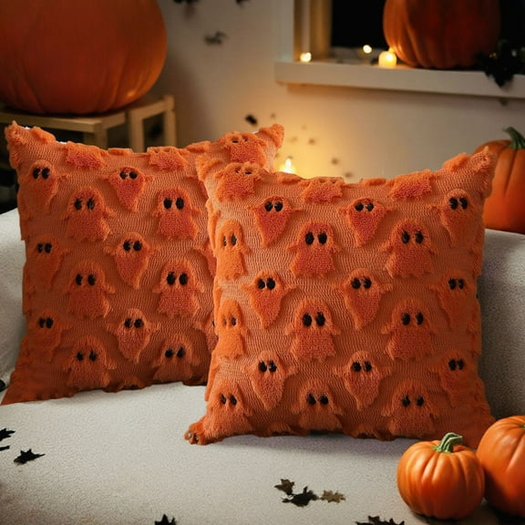 TanSiDing 7.8pcs Halloween Pumpkin Pillowcase Quilted Sofa Cushion Cover Cozy Holiday Home Decor Party Decoration Orange