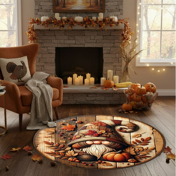 TanSiDing 1pcs Thanksgiving Holiday Themed Living Room Carpet, Non-Slip Floor Mat for Sofa Coffee Table Decor, Festive Home Accent Rug, Soft Polyester Carpet Mat for Indoor Use