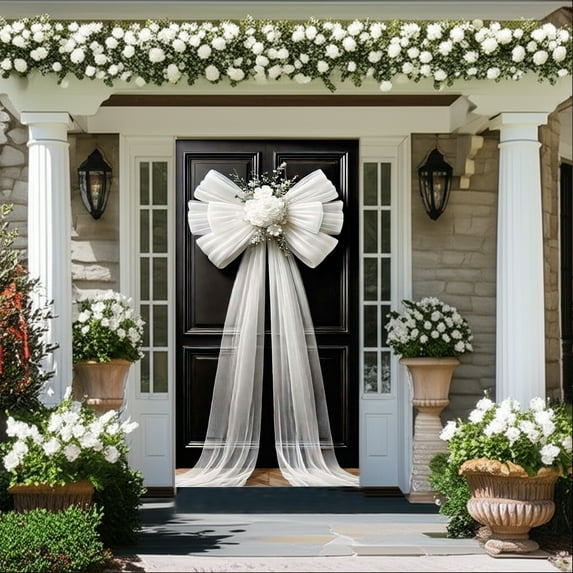 TanSiDing 7pcs Festive Christmas Door Cover Decorative Holiday Bow Design Durable Polyester Spandex Material Indoor Outdoor Party Home Decor Multicolor