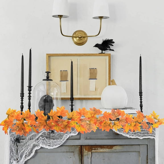 TanSiDing 9.8pcs Fall Maple Leaf Vine Garland Realistic Foliage Decoration for Home Wall Window Door Autumn Harvest Party Decor Multicolor