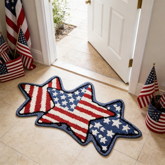 TanSiDing American Flag Patriotic Doormat Non Slip Entry Rug, Heavy Duty Welcome Mat for Front Door, Indoor Outdoor Waterproof Floor Carpet for Home Decor July 4th Independence Day