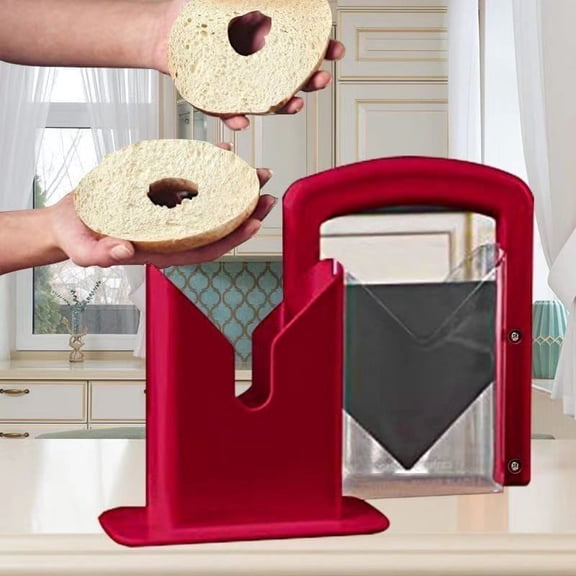 TanSiDing Bagel Slicer Guillotine Cutter, Toaster Safe Bread Bagel Knife Tool for Even Slices, Durable Stainless Steel Blade, Quick & Easy Bagel Cutting for Breakfast, Kitchen Gadget