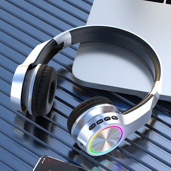 TanSiDing Bluetooth Headphones Wireless Earbuds, HiFi Stereo Foldable Gaming Headset with Microphone, Bluetooth 5.1, Built-in Mic, Wired Mode for PC Cell Phones TV
