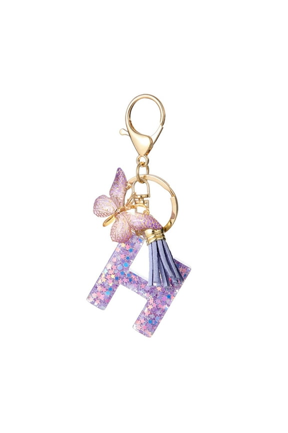 Butterfly Tassel Key Chain Pendant Gift, Fashion Diamond Letter Resin Charm Keychain, Multi-functional Elegant Key Ring for Backpack Car Keys Home钥匙或钥匙链