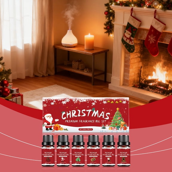 TanSiDing Christmas Essential Oils Set 6Pcs 10ml Winter Holiday Scented Oils for Diffuser Candle Making Soap Bath Bombs Home Aroma Gift