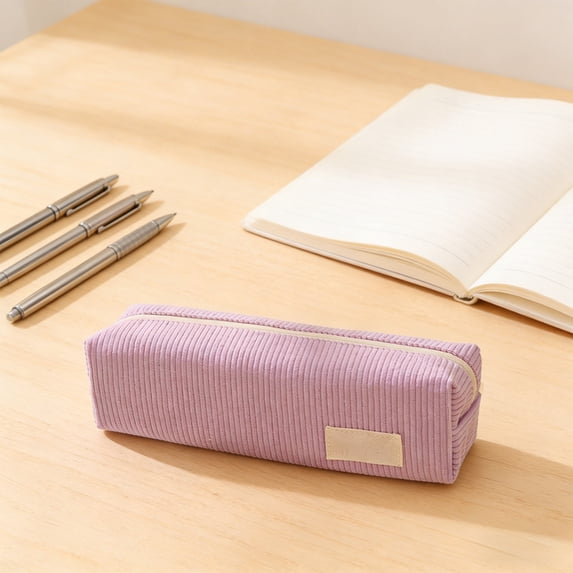 TanSiDing Corduroy Pencil Case Large Capacity Zipper Pouch Soft Fabric Stationery Organizer for Classroom Office Travel Supplies Storage