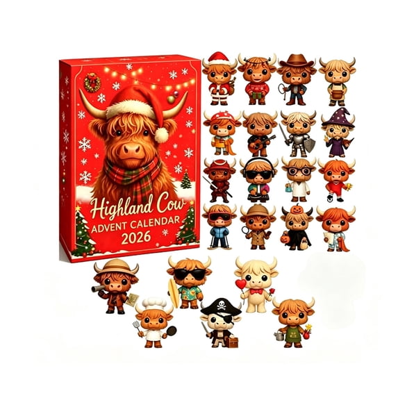TanSiDing Cow Advent Calendar 2026 24pcs Cute Cow Ornaments Christmas Countdown Calendar Resin Mini Cow Figurines Astronaut Wizard Cowboy Desk Shelf Decor Holiday Gift for Cow Lovers