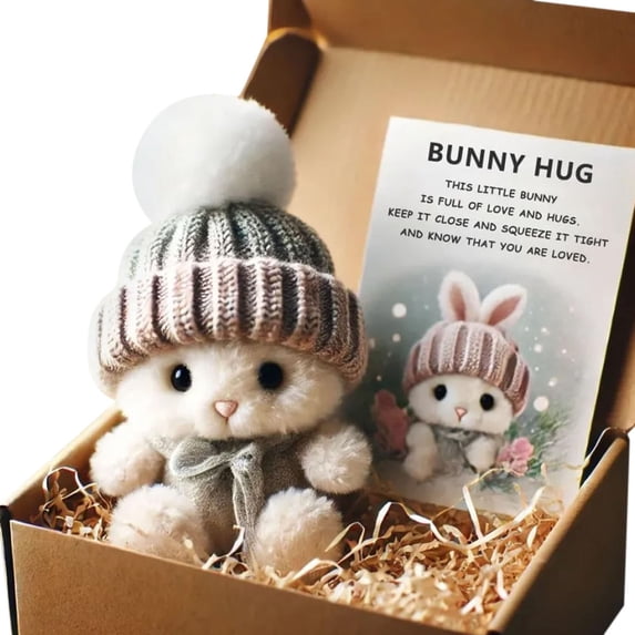 TanSiDing Crochet Bunny Plush Keychain, Handmade Mini Stuffed Animal, Easter Gift for Friends, Cute Desk Decor, Stress Relief Toy, Positive Message Present