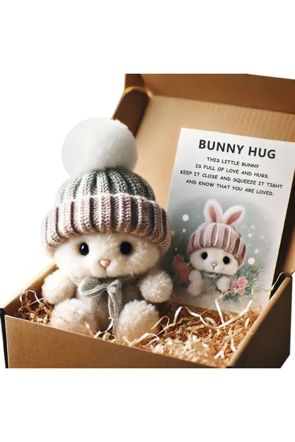 Crochet Bunny Plush Keychain, Handmade Mini Stuffed Animal, Easter Gift for Friends, Cute Desk Decor, Stress Relief Toy, Positive Message Present