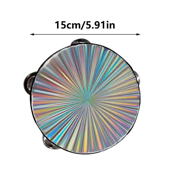 TanSiDing Double Row Tambourine Hand Drum with Reflective Design, Loud Bells Percussion Instrument for Dance Party KTV Performance Celebration