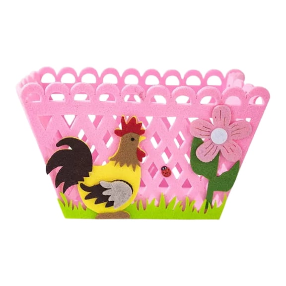 TanSiDing Easter Baskets, Holiday Storage Basket With Colorful Rooster Creative Gift Bag For Eggs And Candy for Egg Hunt Party Favors