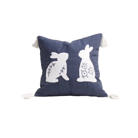 TanSiDing Easter Bunny Embroidery Pillow Cover Decorative Cushion Sofa Bed Living Room Throw Pillowcase Soft Polyester Home Decor Party Holiday Gift 45*45cm