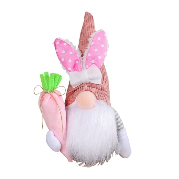 TanSiDing Easter Bunny Gnome Doll Faceless Decor, Soft Plush Stuffed Animal Toy with Floral Accents, Festive Home Tabletop Shelf Display for Spring Holiday Party Living Room