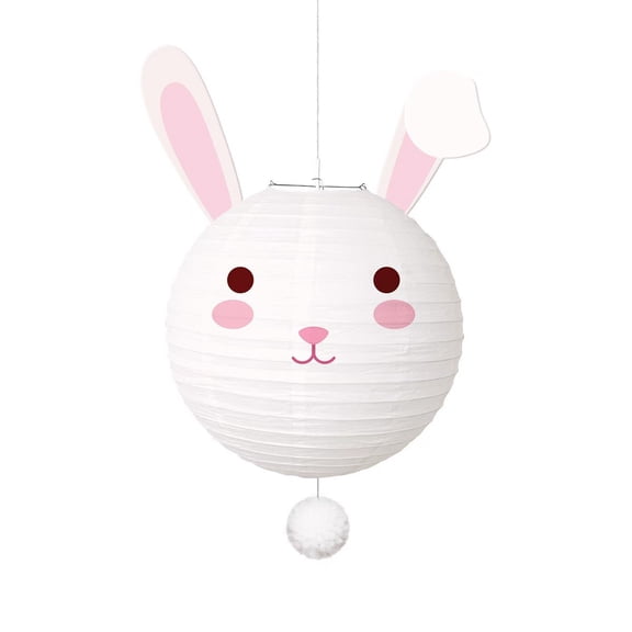 TanSiDing Easter Bunny Lantern Hanging Party Decoration, Paper Round Lamp for Festive Decor, Indoor Outdoor Celebration, Easy Setup Reusable Metal Frame
