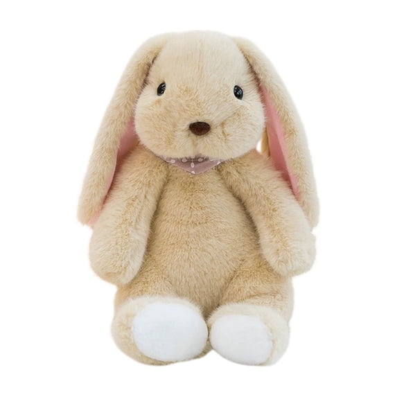 TanSiDing Easter Bunny Plush Stuffed Animal Toy, Flocked Soft Furry Doll with Ribbon, Cute Home Decor, Gift for Holiday Decoration