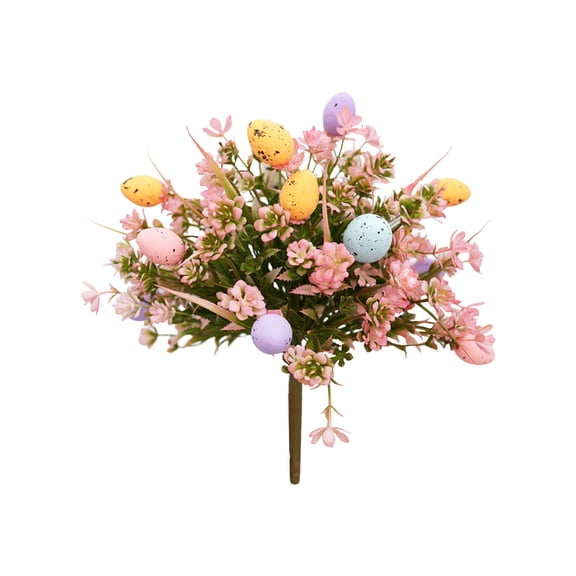 TanSiDing Easter Egg Bouquet Artificial Flowers, Foam Floral Arrangement for Home Decor, Spring Table Centerpiece, Vase Filler, Party Decoration, 12.6 Inch Pink Yellow Purple