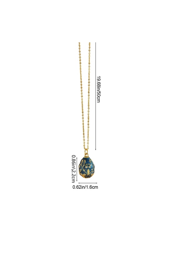 Easter Egg Necklace for Women, Enamel Zircon Pendant, Floral Design Gold Chain Jewelry, Spring Holiday Gift, Elegant Party Accessory