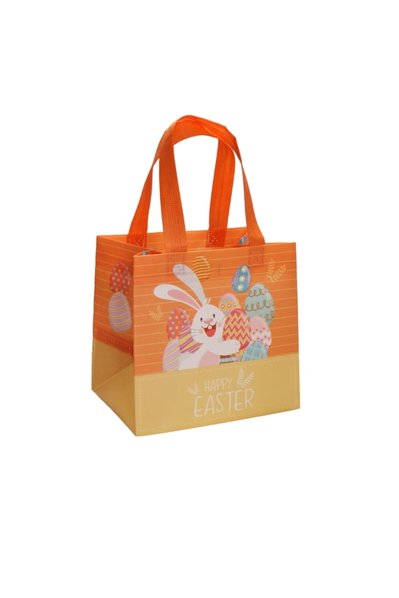 Easter Gift Bags Reusable Party Bags with Handles, Colorful Egg Hunt Baskets, Bunny Treat Bag, Durable Easter Favor Basket for Candy & Gifts