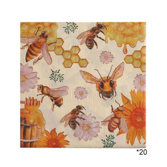 TanSiDing Easter Paper Napkins 20 Count, Spring Bunny Floral Patterned Decorative Napkins, 4.92x4.92 Inch Orange Dinner Napkins for Holiday Party Table Decor, Festive Disposable Luncheon Napkins