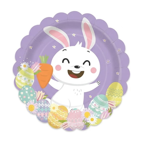 TanSiDing Easter Paper Plates Disposable 9 Inch Bunny Egg Design Holiday Party Dinnerware Set of 20 Waterproof Oil-Resistant Festive Decorations