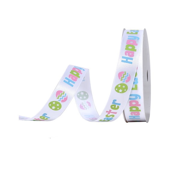 TanSiDing Easter Ribbon Satin Decorative Weaving Tape for Gift Wrapping, Party Decor, Floral Arrangements, Spring Holiday Craft Supplies, Polyester Sheen Finishing