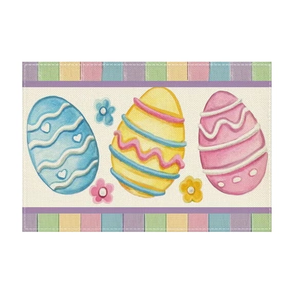 TanSiDing Easter Table Mats Set of 4, Flax Placemats Non-Slip Heat Resistant, 16x12 Inch Rectangular Kitchen Dining Table Decor, Washable Home Decor for Party Holiday Dinner 42*32cm