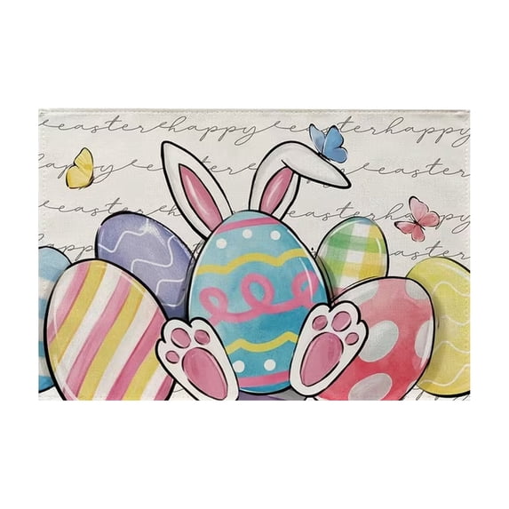 TanSiDing Easter Table Mats Set of 4, Flax Placemats Non-Slip Heat Resistant, 16x12 Inch Rectangular Kitchen Dining Table Decor, Washable Home Decor for Party Holiday Dinner 42*32cm