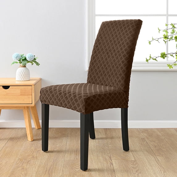 TanSiDing Elastic Jacquard Dining Chair Covers Set of 4, Plush High Back Stretch Chair Slipcovers, Universal Fit Washable Dirt Proof Covers for Kitchen Dining Room Furniture Protection and Decoration