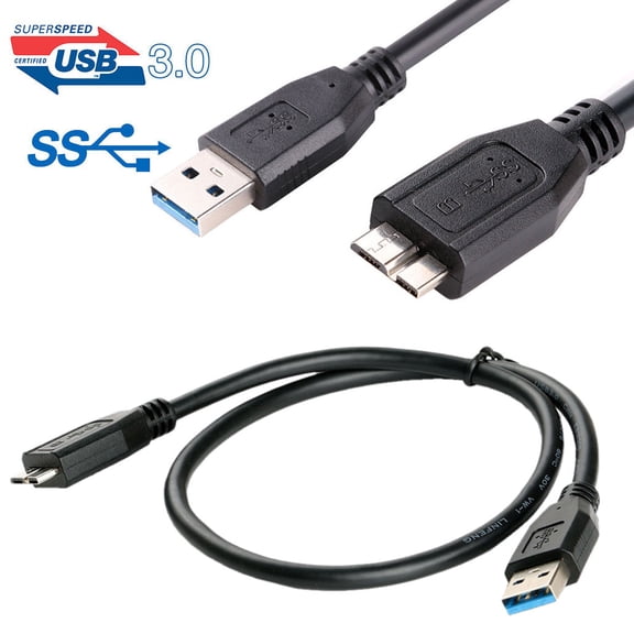 TanSiDing External Hard Drive USB 3.0 Cable, High Speed 4.8Gbps Male to B Cord for Seagate WD Toshiba, Shielded Double Braided Data Transfer Sync Wire for Laptop PC Mac