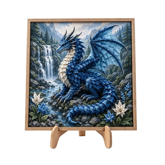 TanSiDing Fabric Punch Art Kit for Adults Mythic Dragons Realms 3D Textile Painting Set, Poke Needle Craft with Reusable Cloth, Stress Relief Hobby Gift